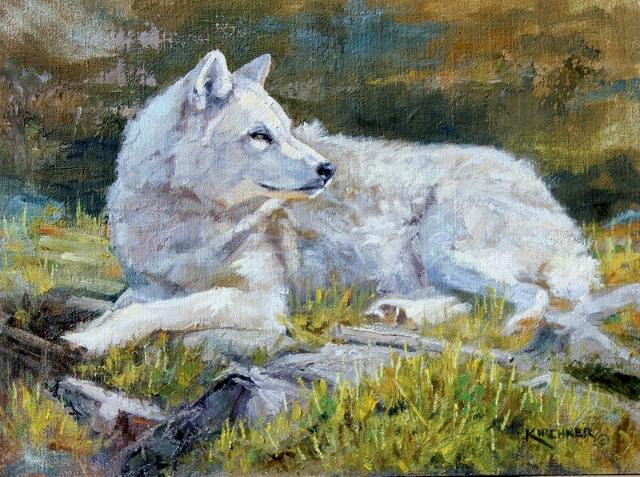 Wolf, Arctic Wolf, White Wolf, Wolves, Arctic Wolves, White Wolves, Fang, Leslie Kirchner Wolves, nature art, nature paintings, western art, western wildlife, western wildlife paintings, leslie kirchner art